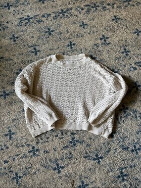 Billabong Cream Open-Knit Crewneck Sweater